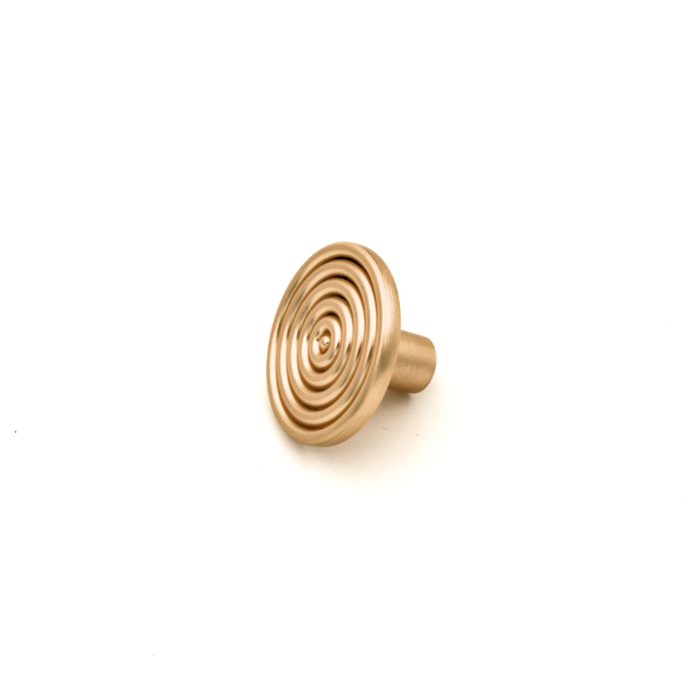Zamak Knob, Solid Feet HD - 7445 - KNOB -BRUSH BRASS GOLD (D37 X H23MM, DIA=10MM)