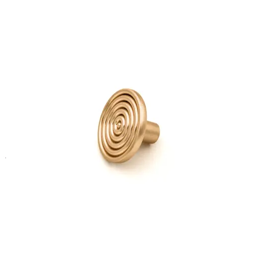 [HD - 7445 - KNOB -BRUSH BRASS GOLD (D37 X H23MM, DIA=10MM)] Zamak Knob, Solid Feet HD - 7445 - KNOB -BRUSH BRASS GOLD (D37 X H23MM, DIA=10MM)
